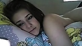 Sexy girl spreads her naked body across the bed and makes h