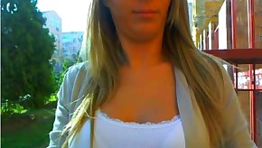Euro teen masturbates her pussy in park - public candid