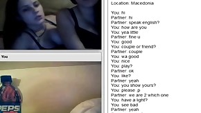 chatroulette lesbian couple, kiss and touch boobs